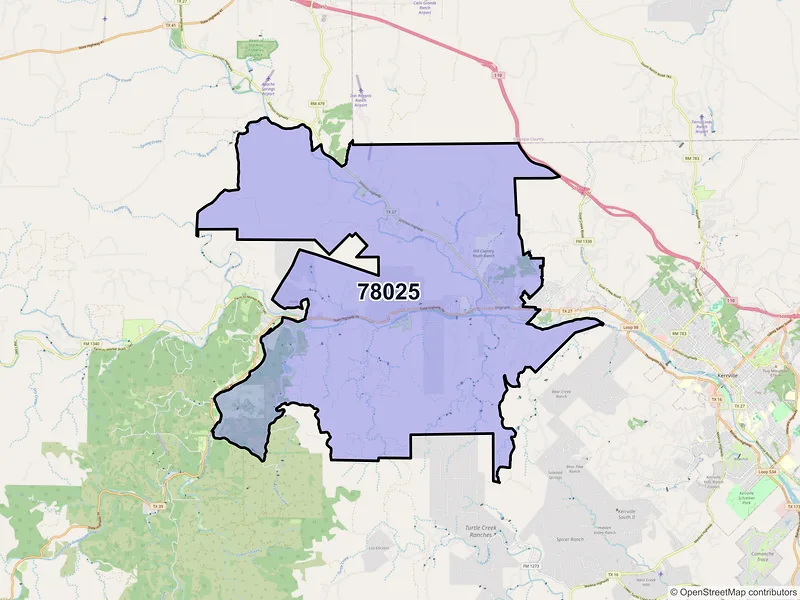 Map of ZIP Code 78025 — Ingram, TX