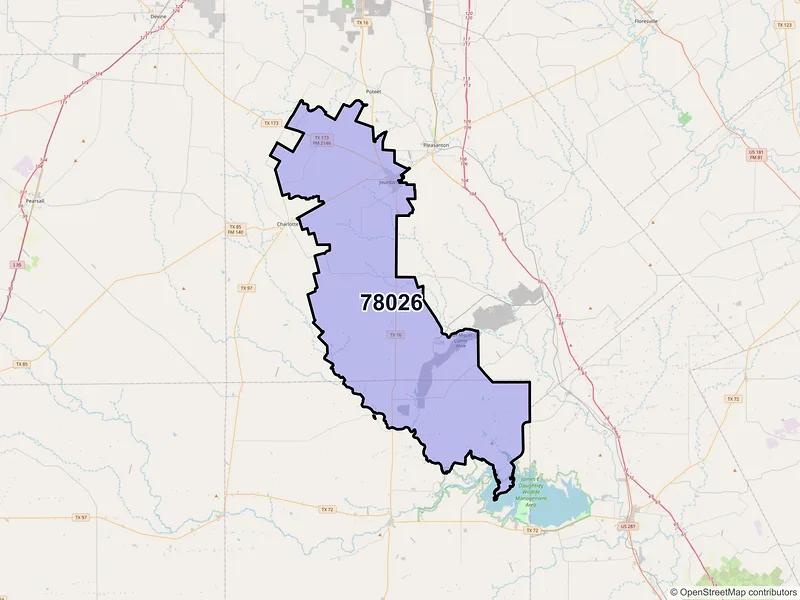 Map of ZIP Code 78026 — Jourdanton, TX