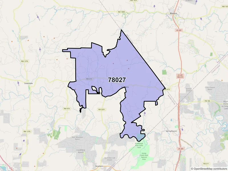 Map of ZIP Code 78027 — Kendalia, TX