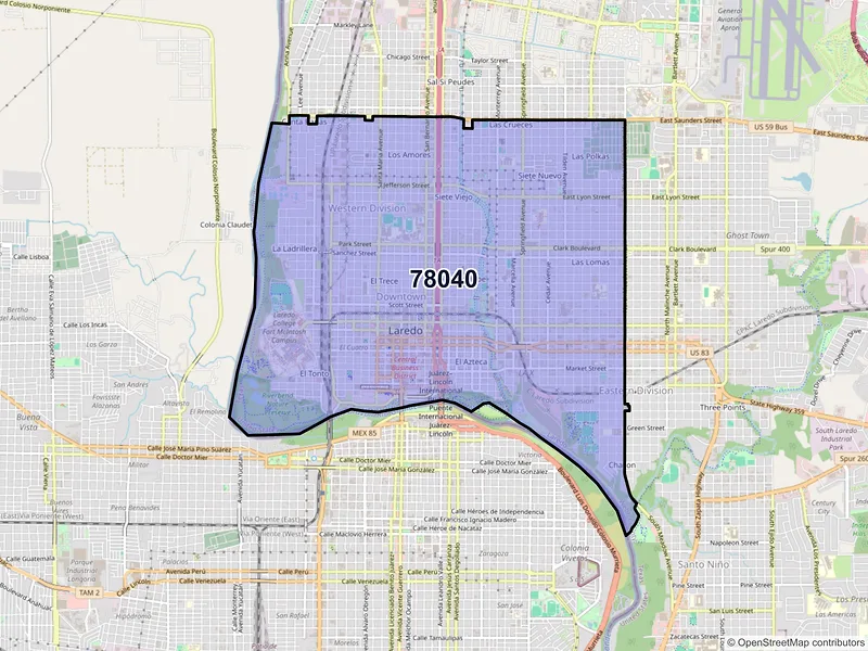 Map of ZIP Code 78040 — Laredo, TX