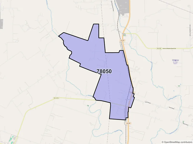 Map of Leming, Texas and ZIP codes