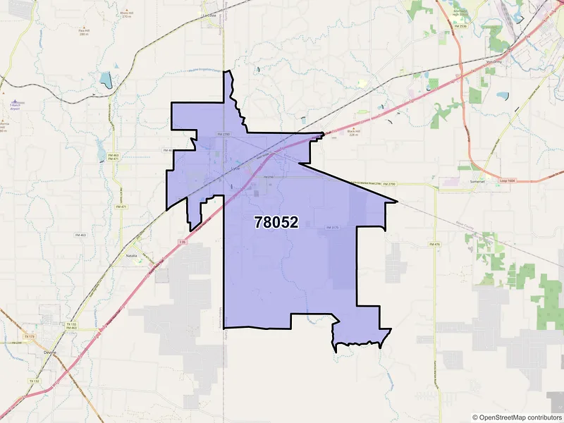Map of ZIP Code 78052 — Lytle, TX