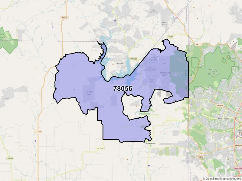 Map of Mico, Texas and ZIP codes
