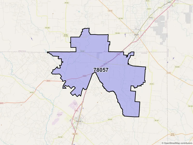 Map of ZIP Code 78057 — Moore, TX