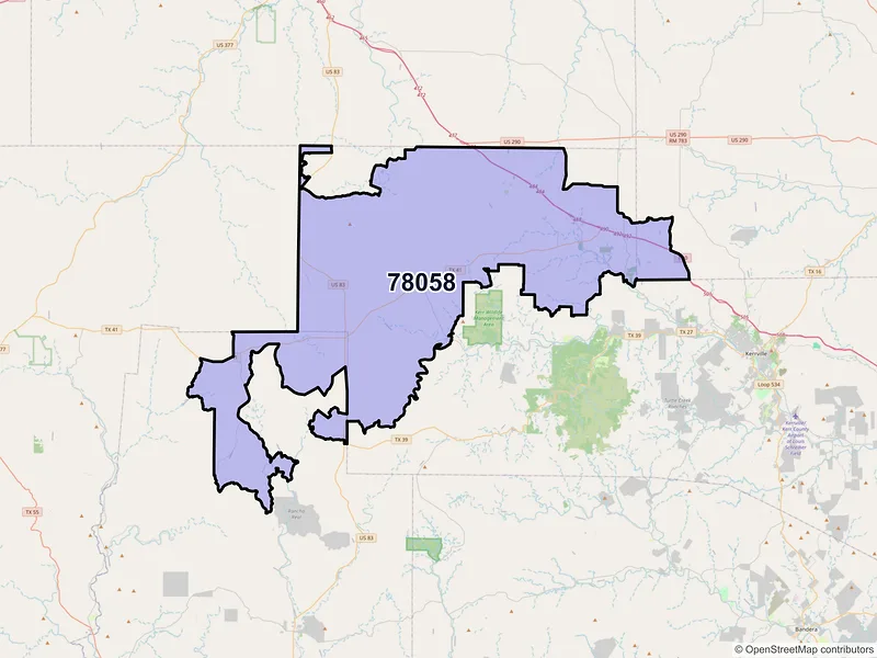 Map of ZIP Code 78058 — Mountain Home, TX