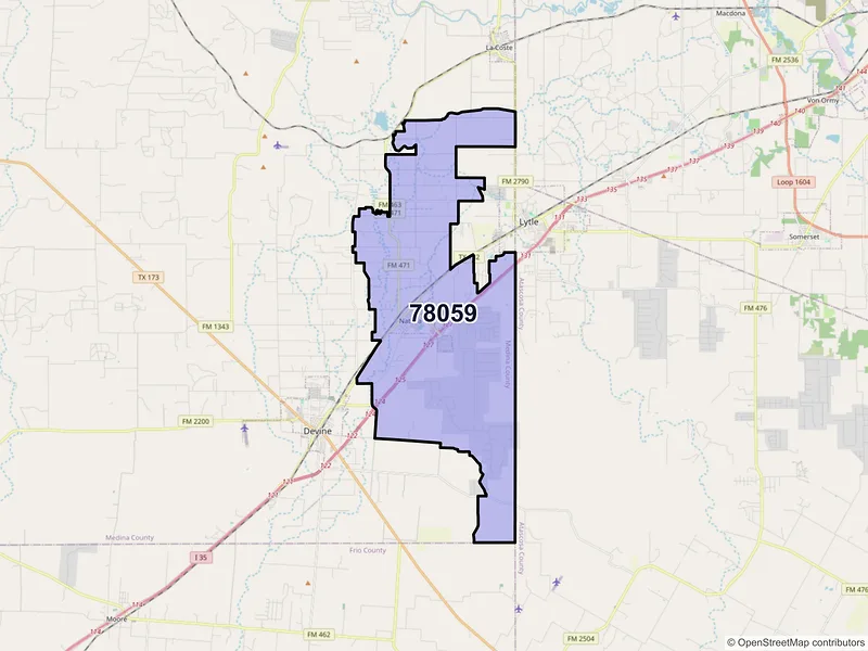 Map of ZIP Code 78059 — Natalia, TX