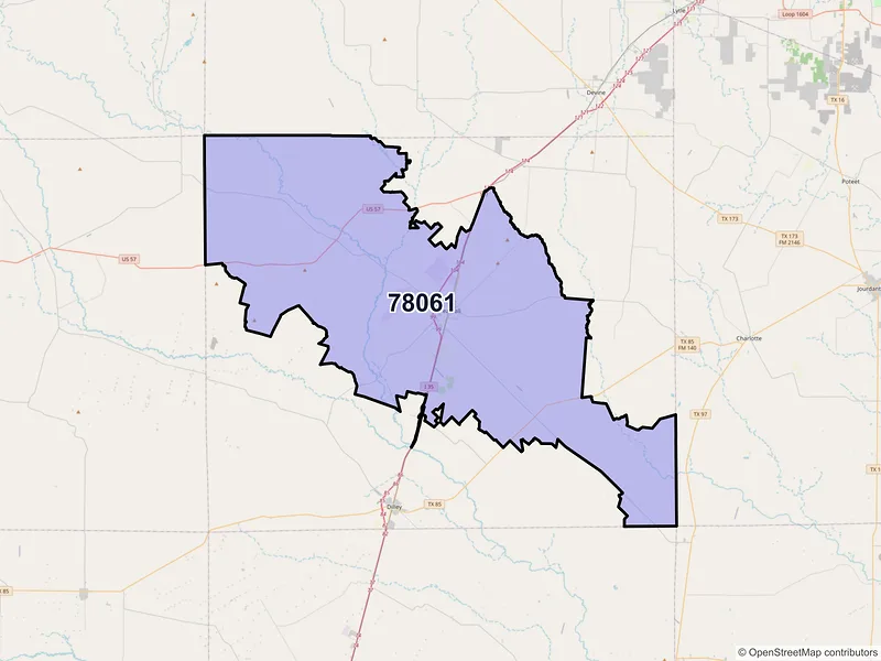Map of ZIP Code 78061 — Pearsall, TX