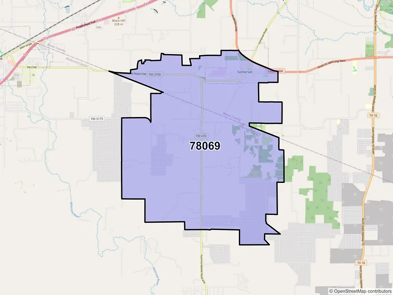 Map of ZIP Code 78069 — Somerset, TX