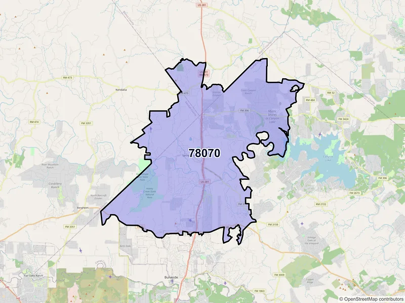 Map of ZIP Code 78070 — Spring Branch, TX