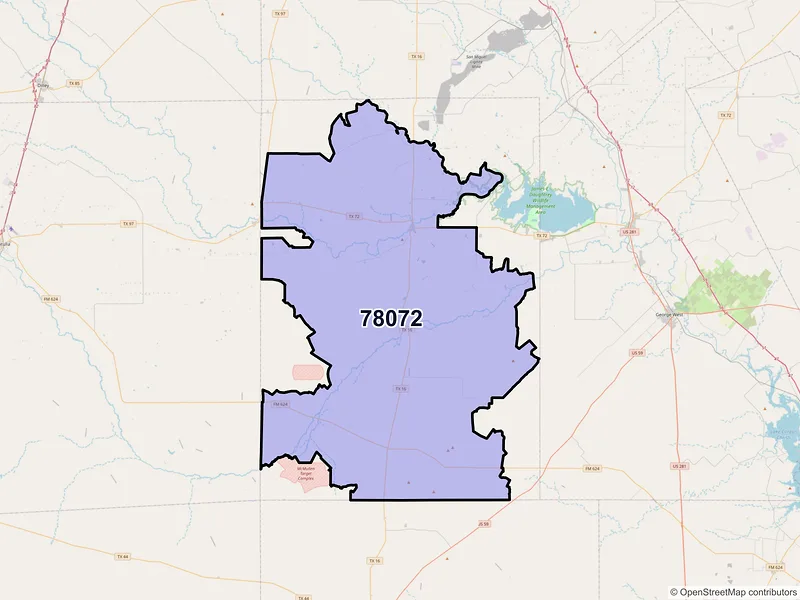 Map of ZIP Code 78072 — Tilden, TX