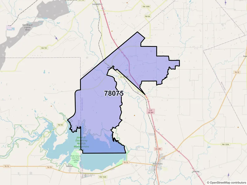 Map of ZIP Code 78075 — Whitsett, TX