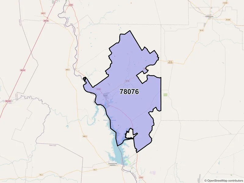Map of ZIP Code 78076 — Zapata, TX