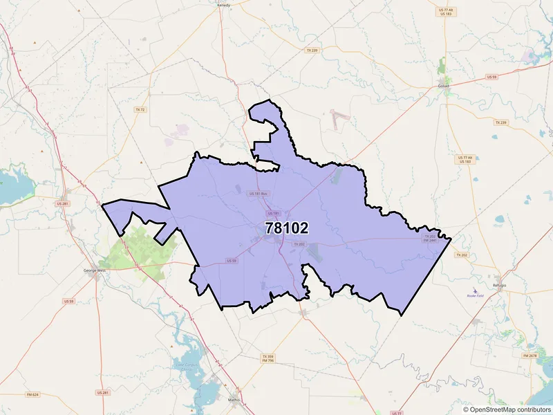 Map of ZIP Code 78102 — Beeville, TX