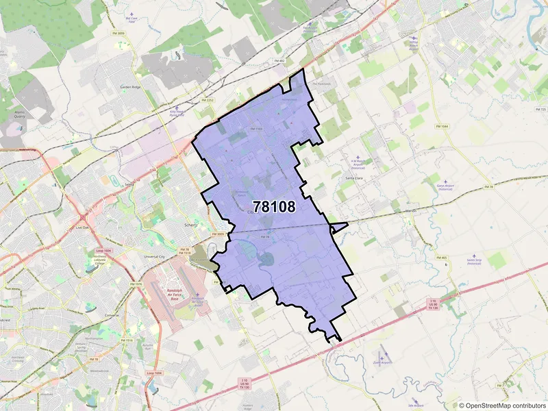 Map of ZIP Code 78108 — Cibolo, TX