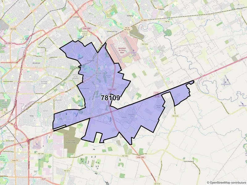 Map of ZIP Code 78109 — Converse, TX