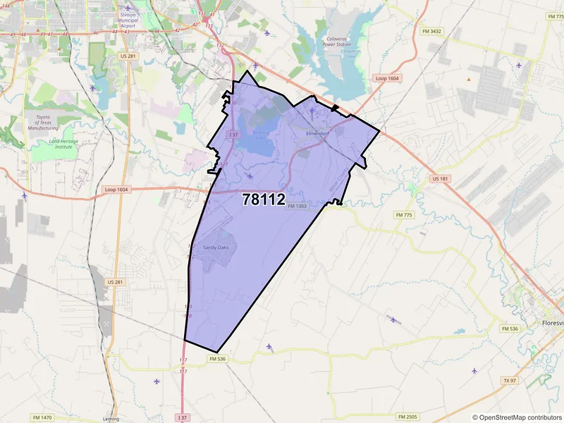 Map of ZIP Code 78112 — Elmendorf, TX