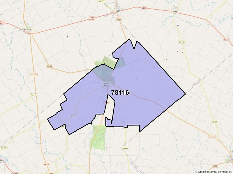 Map of ZIP Code 78116 — Gillett, TX