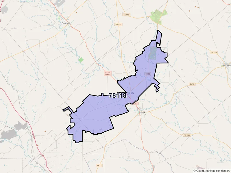 Map of Karnes City, Texas and ZIP codes