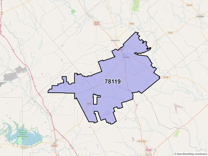 Map of ZIP Code 78119 — Kenedy, TX