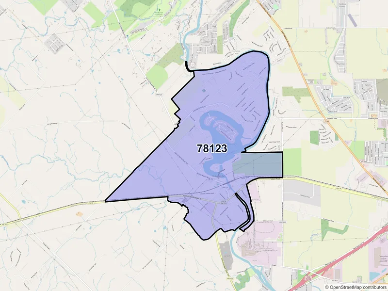 Map of ZIP Code 78123 — Mc Queeney, TX