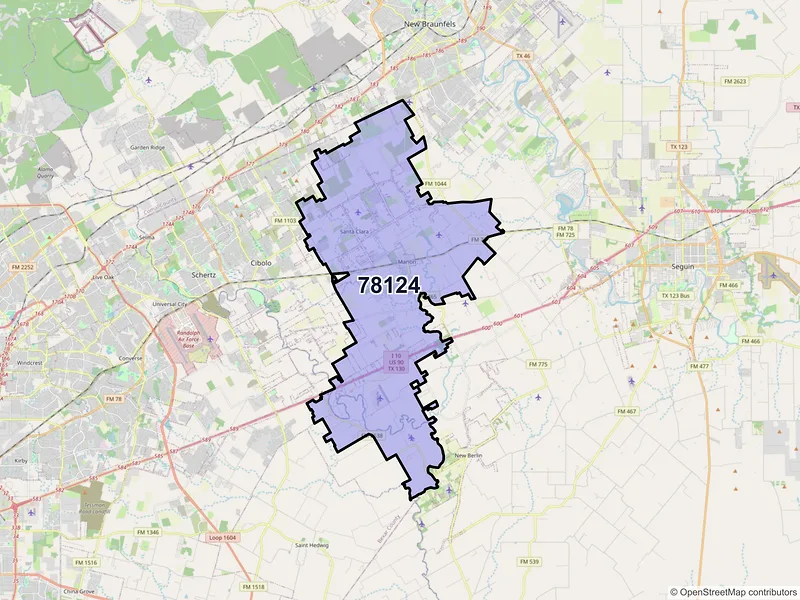 Map of ZIP Code 78124 — Marion, TX