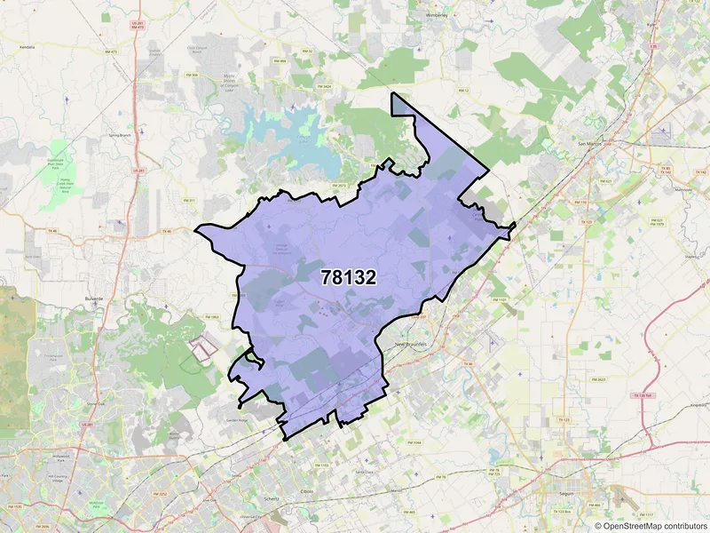 Map of ZIP Code 78132 — New Braunfels, TX
