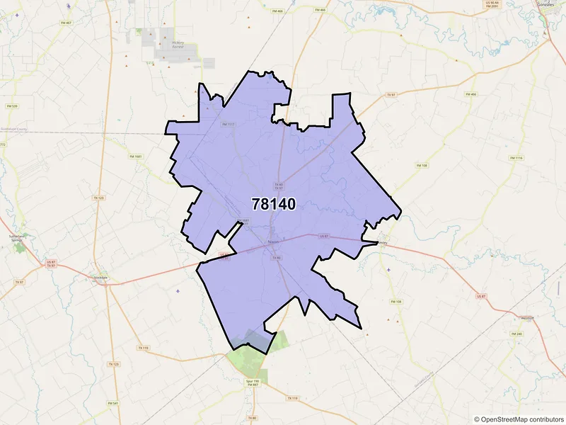 Map of ZIP Code 78140 — Nixon, TX