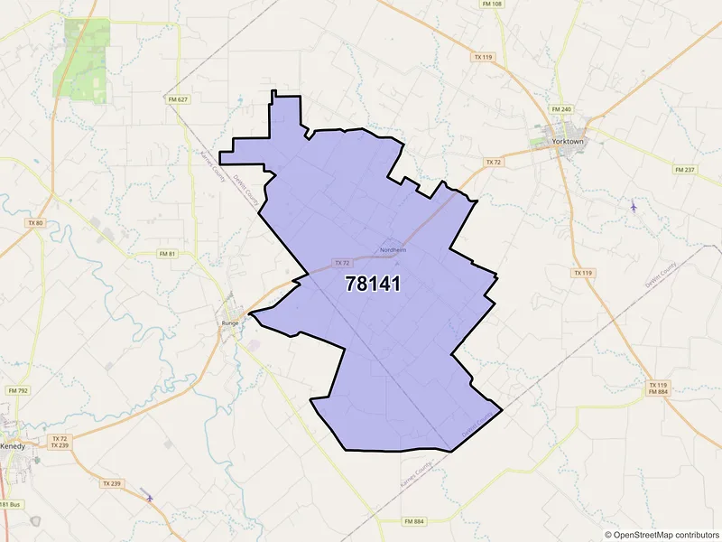 Map of ZIP Code 78141 — Nordheim, TX