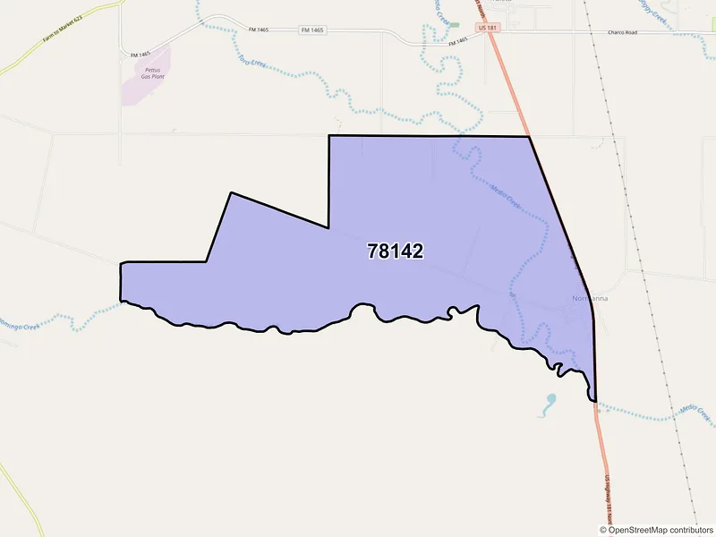 Map of Normanna, Texas and ZIP codes