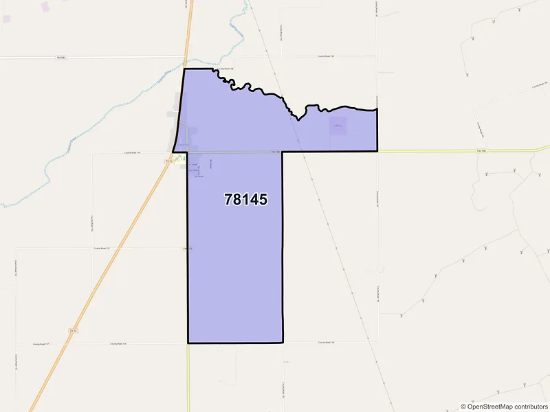 Map of Pawnee, Texas and ZIP codes