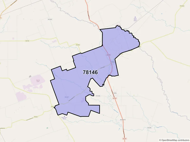 Map of Pettus, Texas and ZIP codes