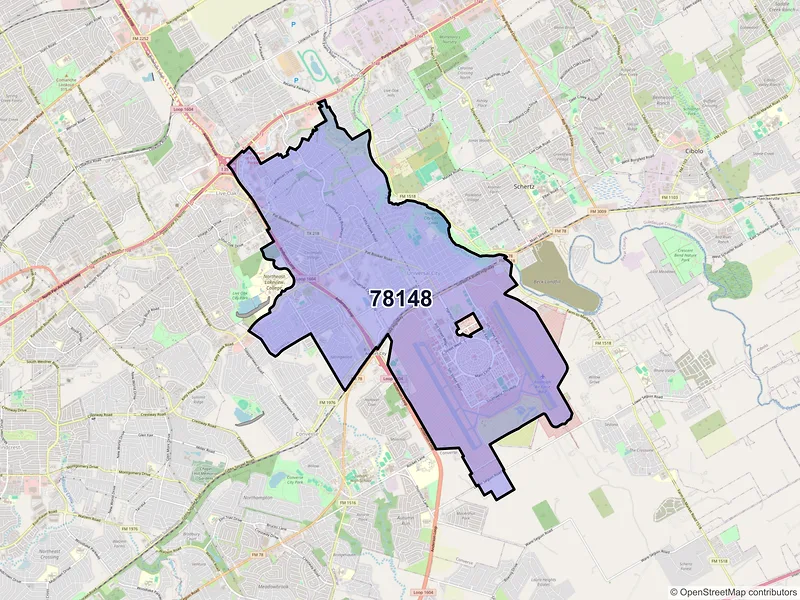 Map of ZIP Code 78148 — Universal City, TX