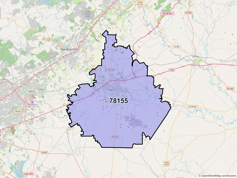 Map of ZIP Code 78155 — Seguin, TX