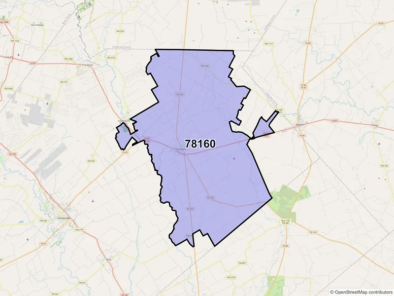 Map of ZIP Code 78160 — Stockdale, TX