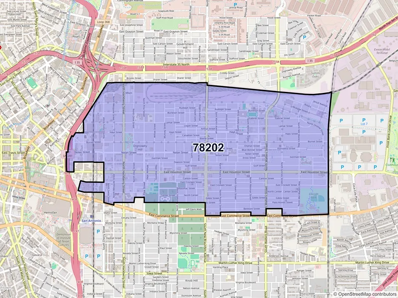 Map of ZIP Code 78202 — San Antonio, TX
