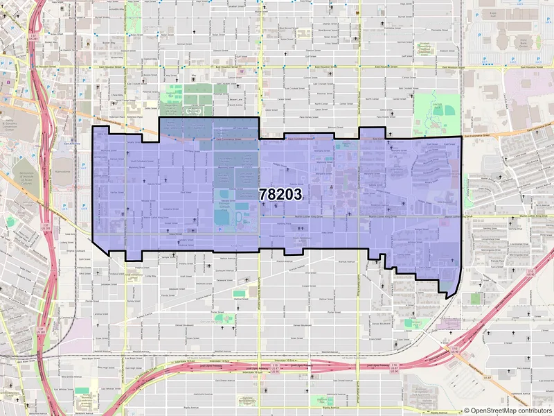 Map of ZIP Code 78203 — San Antonio, TX