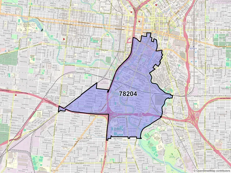 Map of ZIP Code 78204 — San Antonio, TX