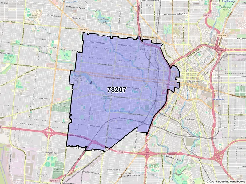 Map of ZIP Code 78207 — San Antonio, TX