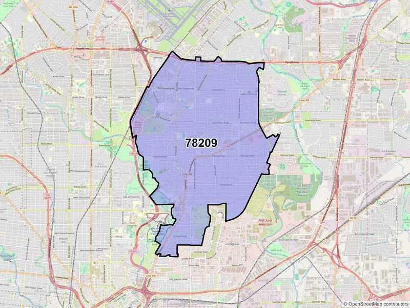 Map of ZIP Code 78209 — San Antonio, TX