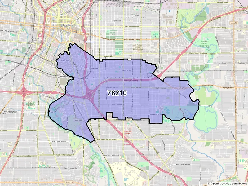 Map of ZIP Code 78210 — San Antonio, TX