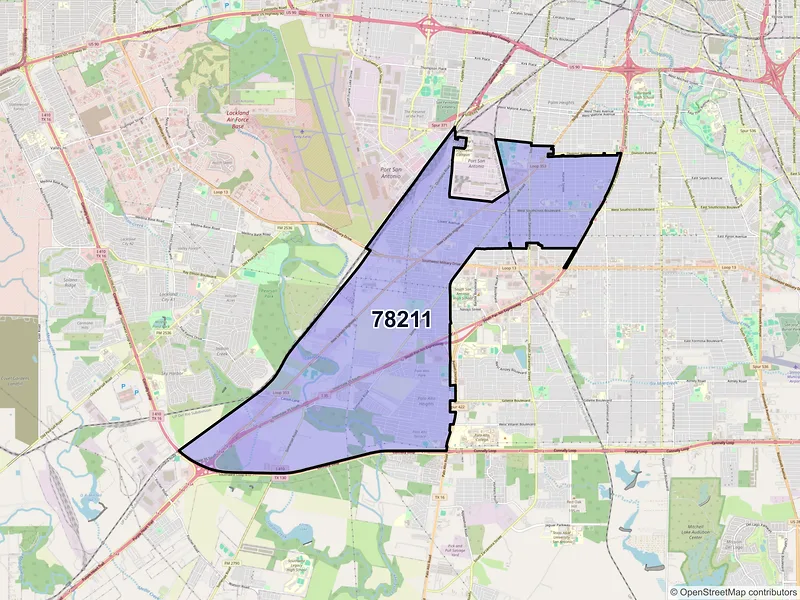 Map of ZIP Code 78211 — San Antonio, TX