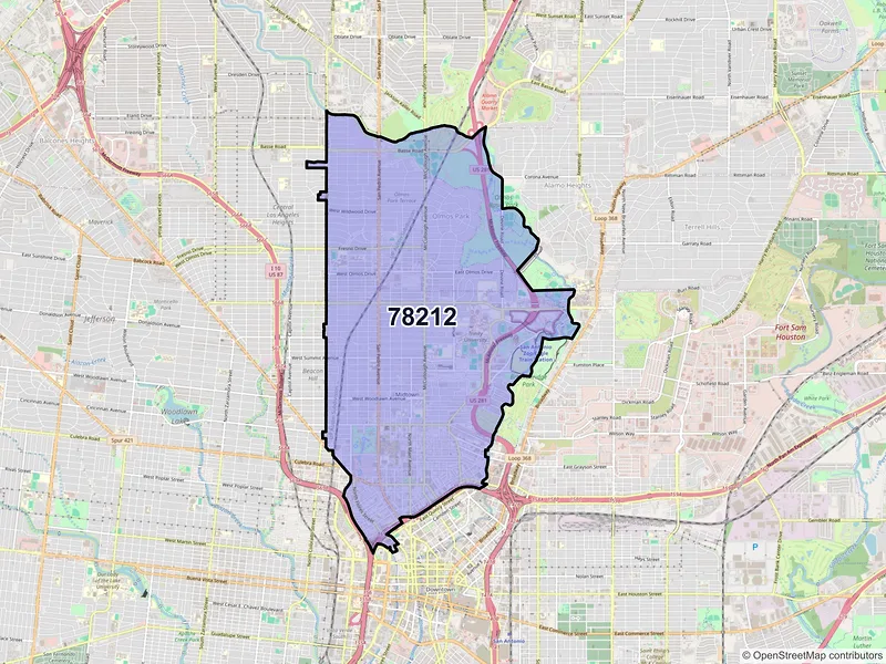 Map of ZIP Code 78212 — San Antonio, TX