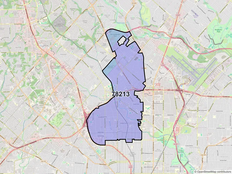 Map of ZIP Code 78213 — San Antonio, TX