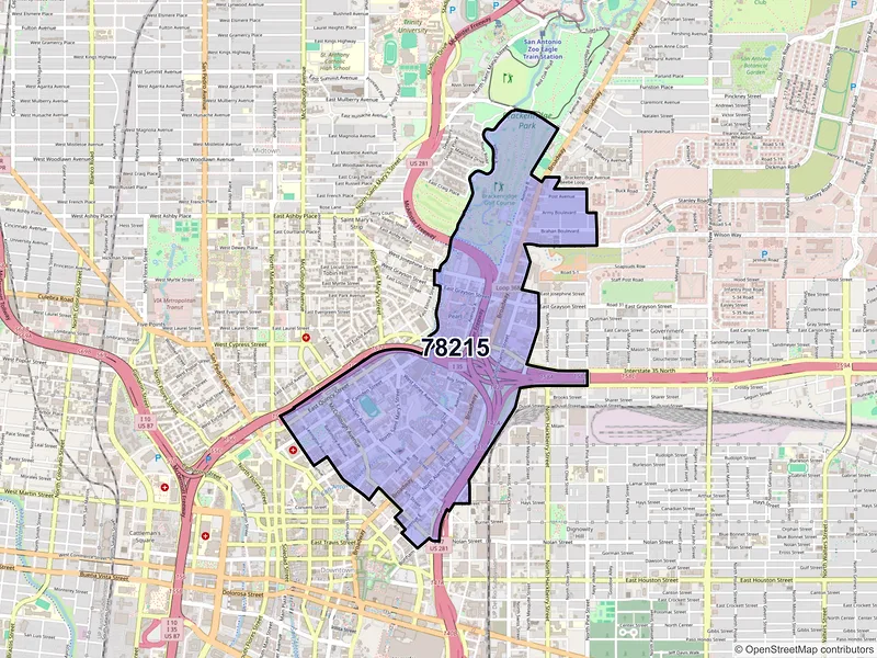 Map of ZIP Code 78215 — San Antonio, TX