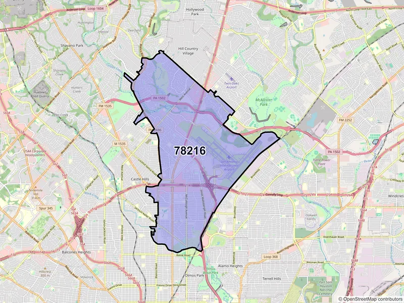 Map of ZIP Code 78216 — San Antonio, TX