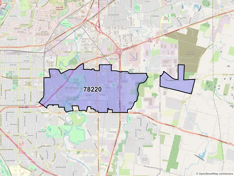 Map of ZIP Code 78220 — San Antonio, TX