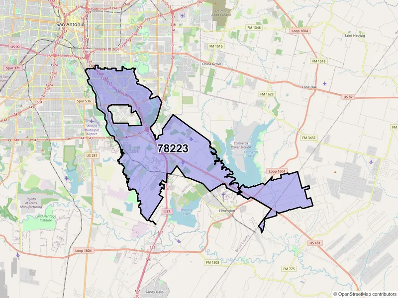 Map of ZIP Code 78223 — San Antonio, TX