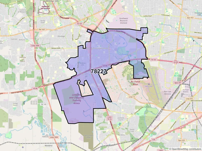 Map of ZIP Code 78227 — San Antonio, TX