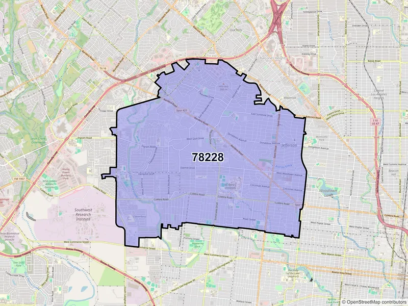 Map of ZIP Code 78228 — San Antonio, TX