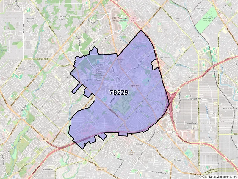 Map of ZIP Code 78229 — San Antonio, TX